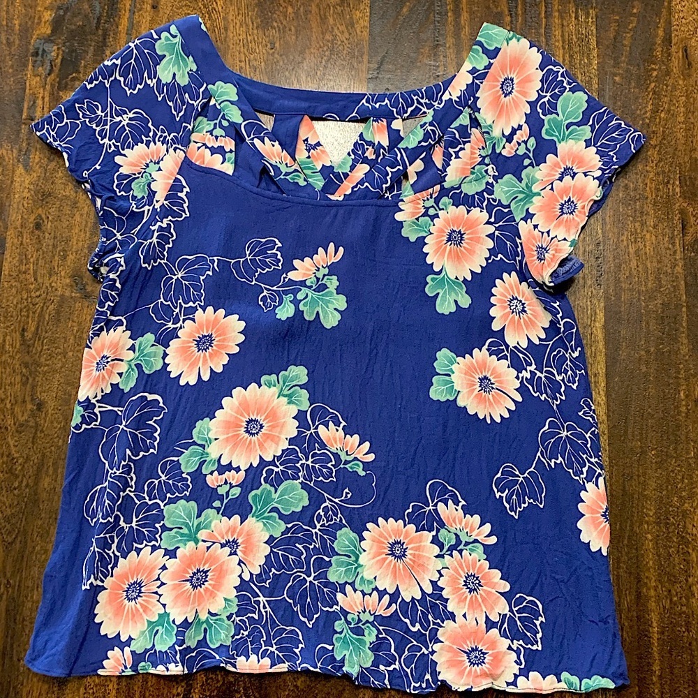 Anthropologie - Maeve - Cut Out Floral Top - Sz 8